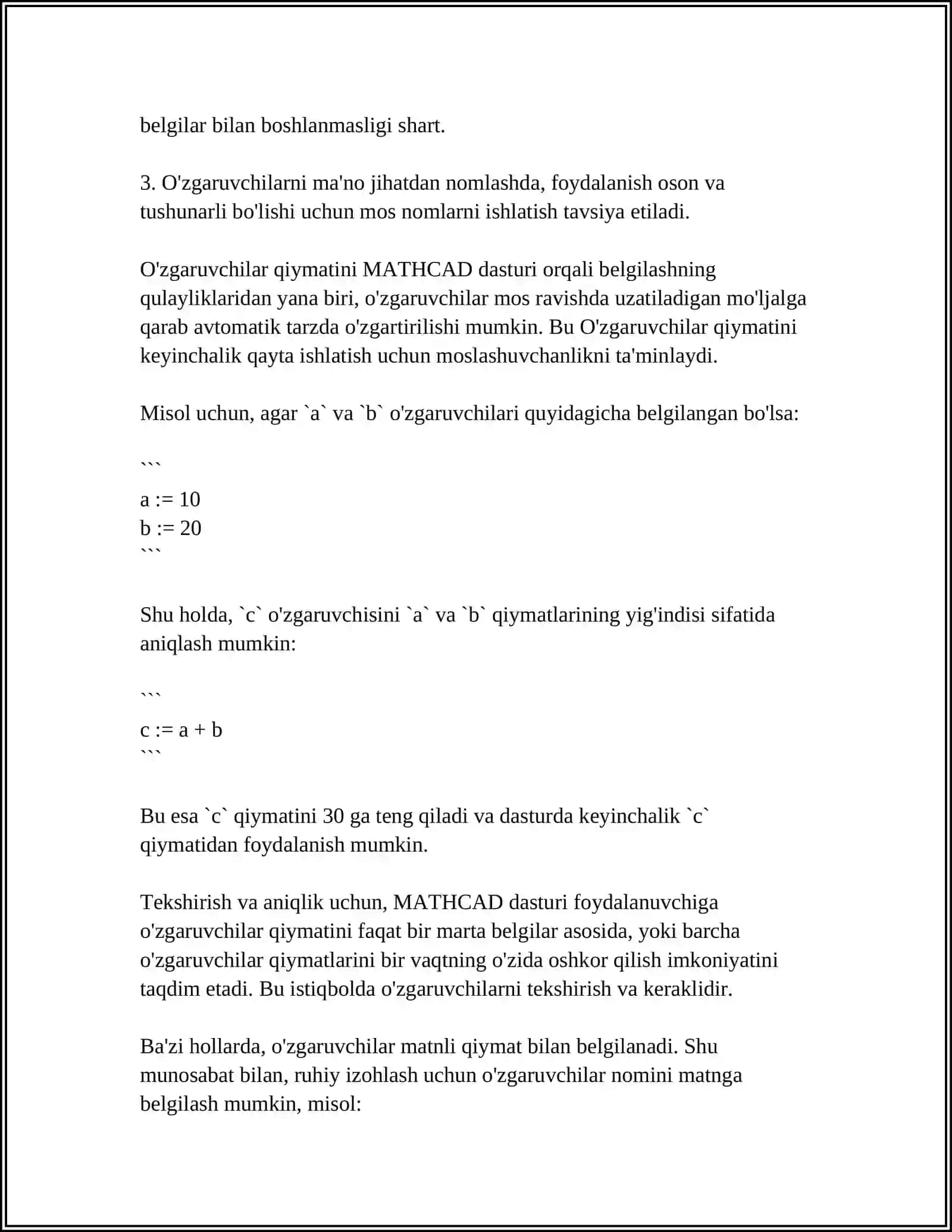 MATHCAD DASTURLASH ELEMENTLARI 4