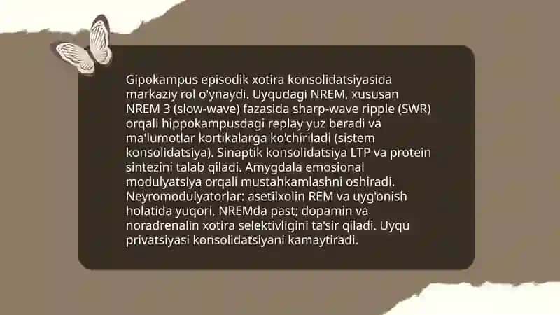 Xotira emotsiya va hissiyot Uyqu Fizologiyas Mamadaliyev Sevinch 4