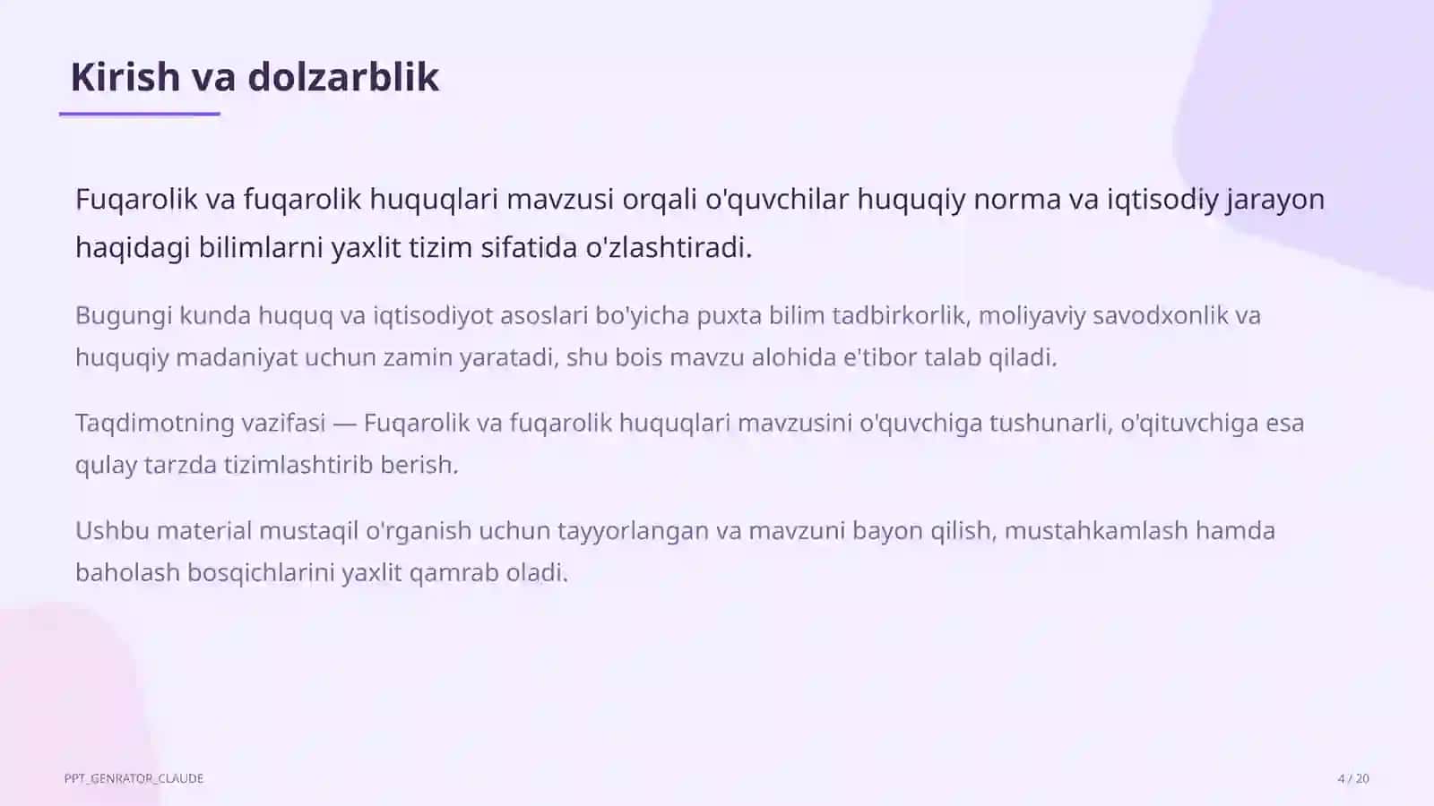 Fuqarolik va fuqarolik huquqlari (9-sinf) 4