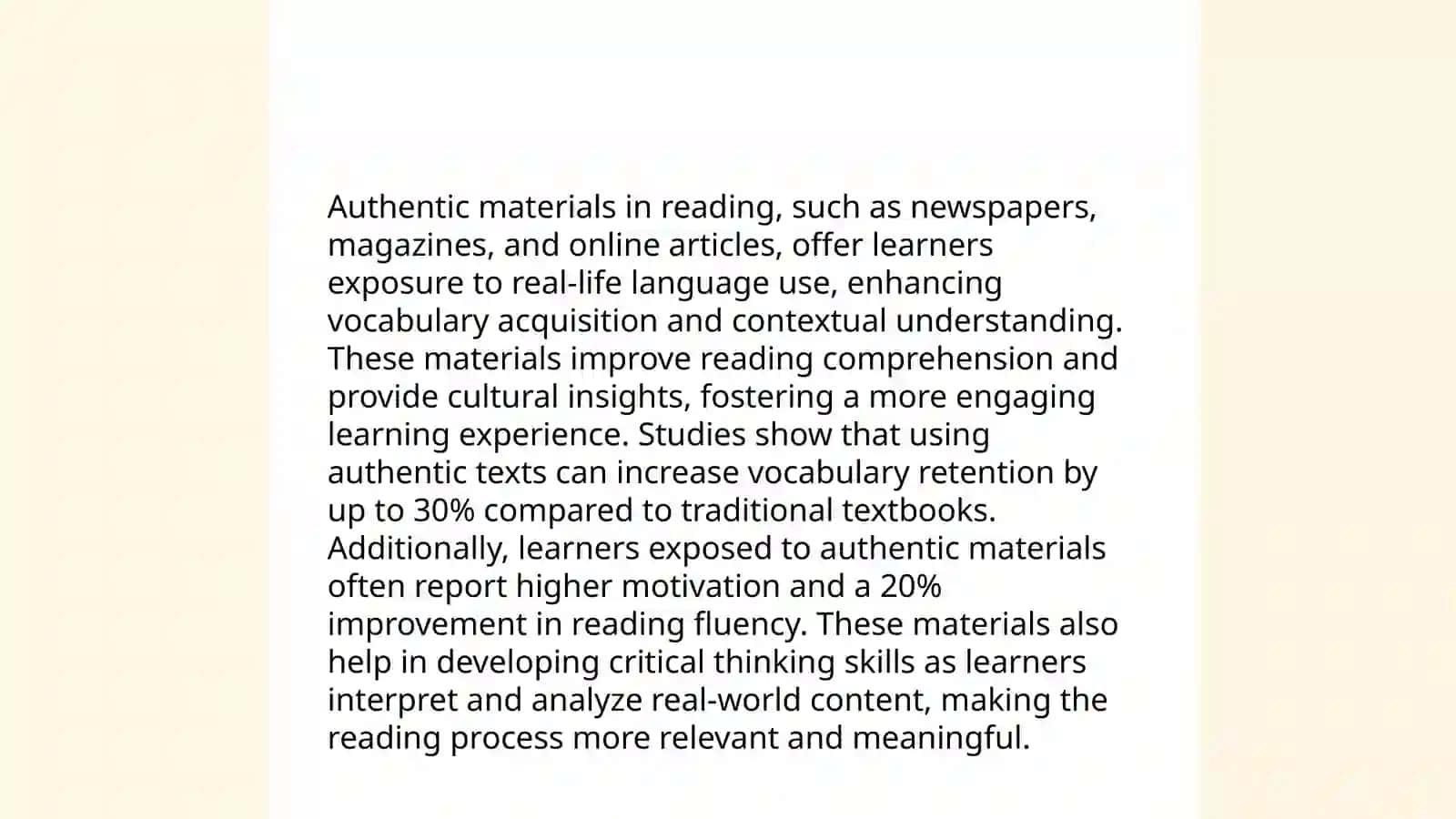 Importance of authentic materials in the reading classes 4