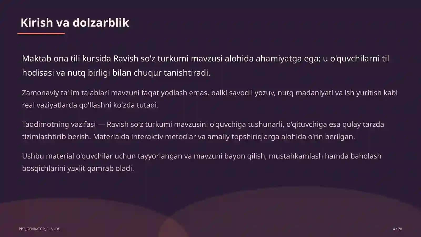Ravish so'z turkumi (7-sinf) 4