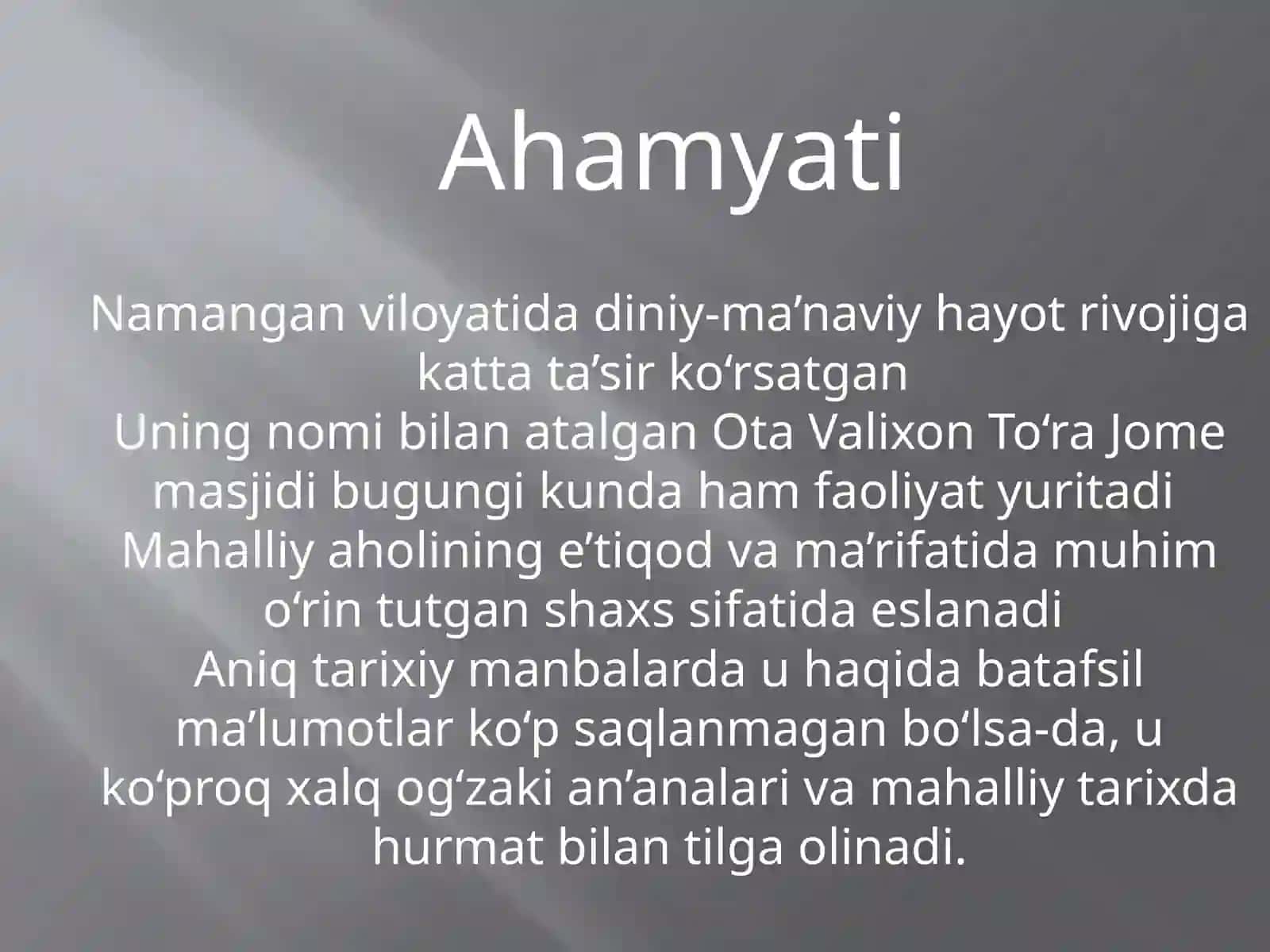 Ota Valixon To‘ra Jome Masjidi haqida ma’lumotlar 4