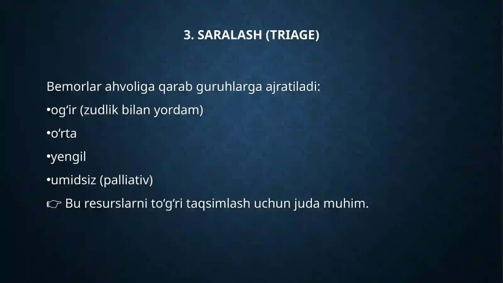 Favqulodda vaziyatlar xavfi tug'ilganda va sodir bo'lganda aholini evakuaciyalashni tibbiy ta'minlash 4