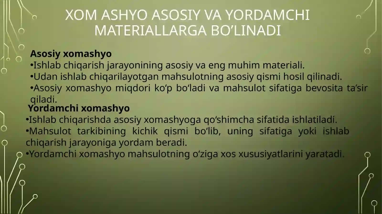 O‘zbekiston sanoatining xomashyo manbai va uni joylashtirish 4