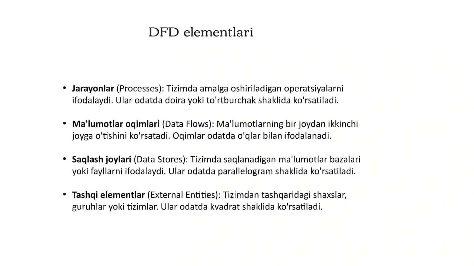 Ma'lumotlar oqimini modellashtirish DFD 4