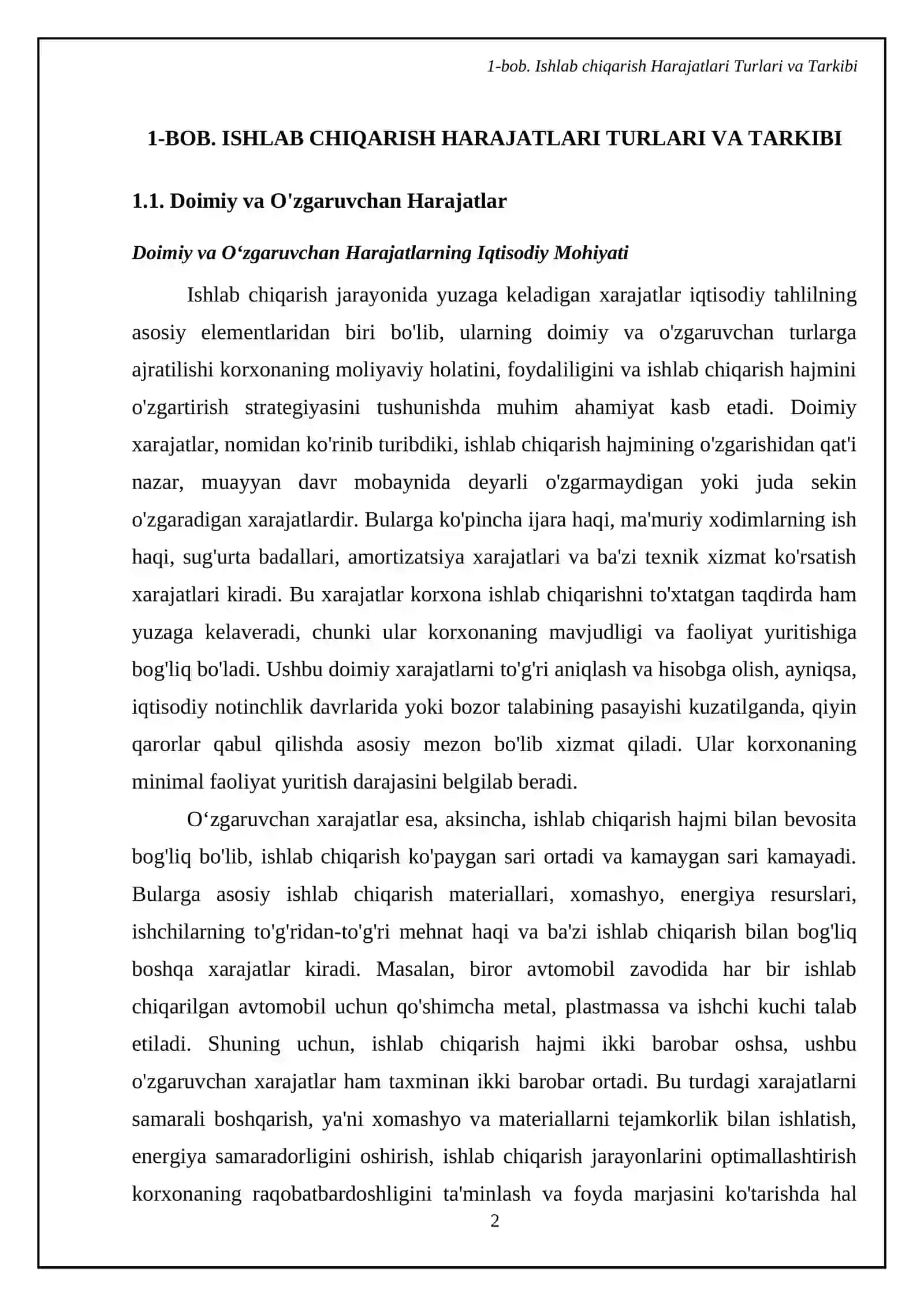 Ishlab chiqarish harajatlari va ishlab chiqaruvchi xatti-harakatlari 4