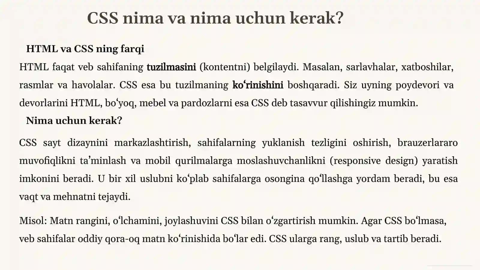 4-Mavzu. CSS ga Kirish: Veb Dizaynning Asosiy Qismi 4
