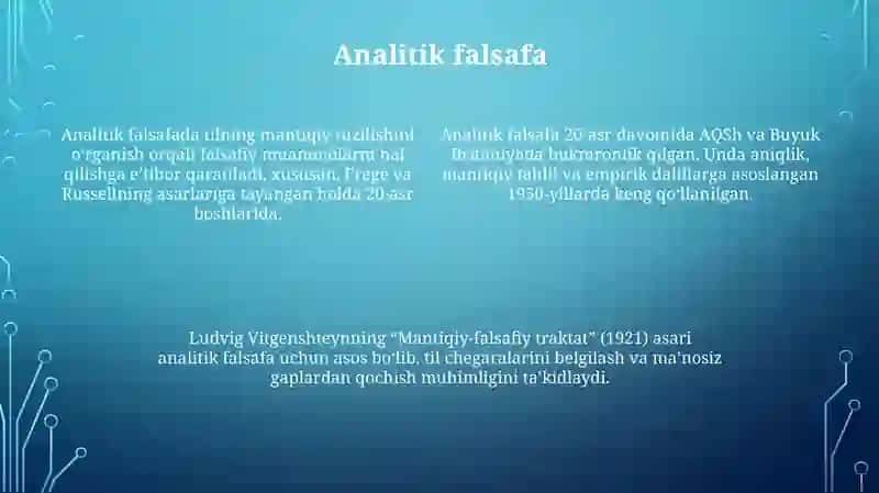 Eng yangi davr (XX-XXI asr) G'arb falsafasining oqimlari 4