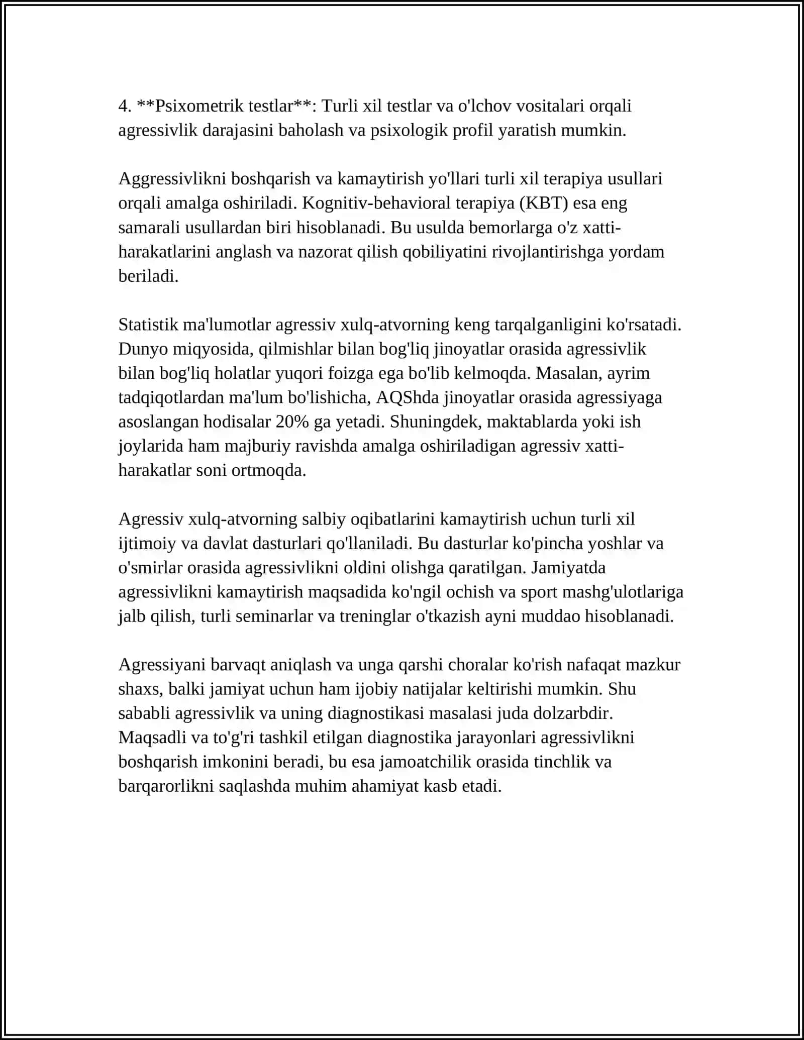 AGRESSIV XULQI OG'ISHGAN 4