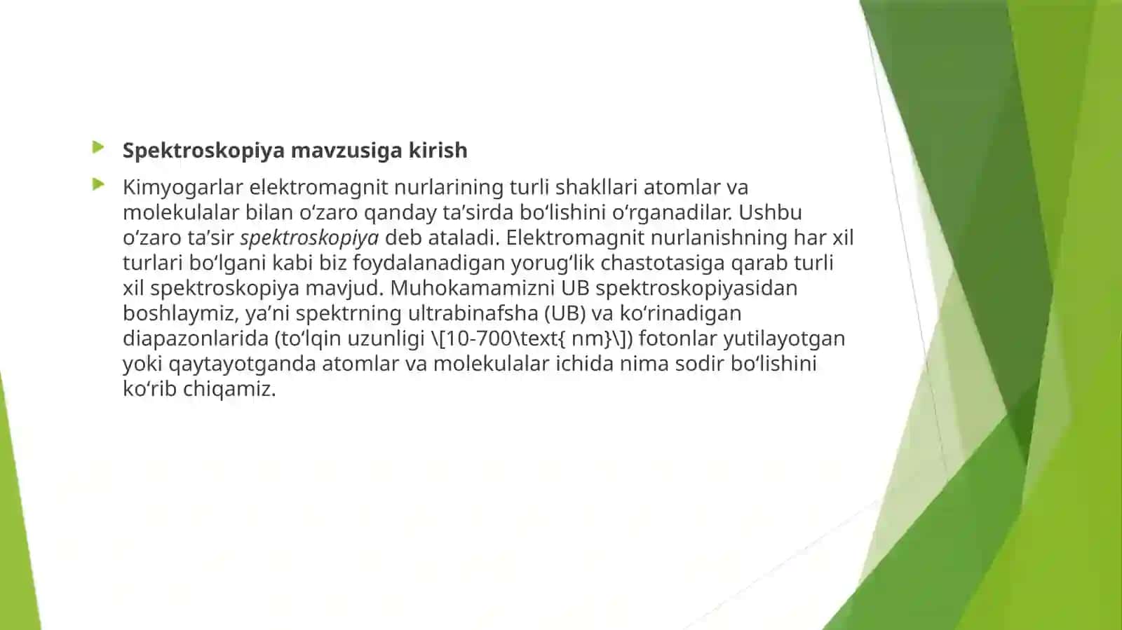 UB spektrining siljishiga turli  omillar  ta’siri 4