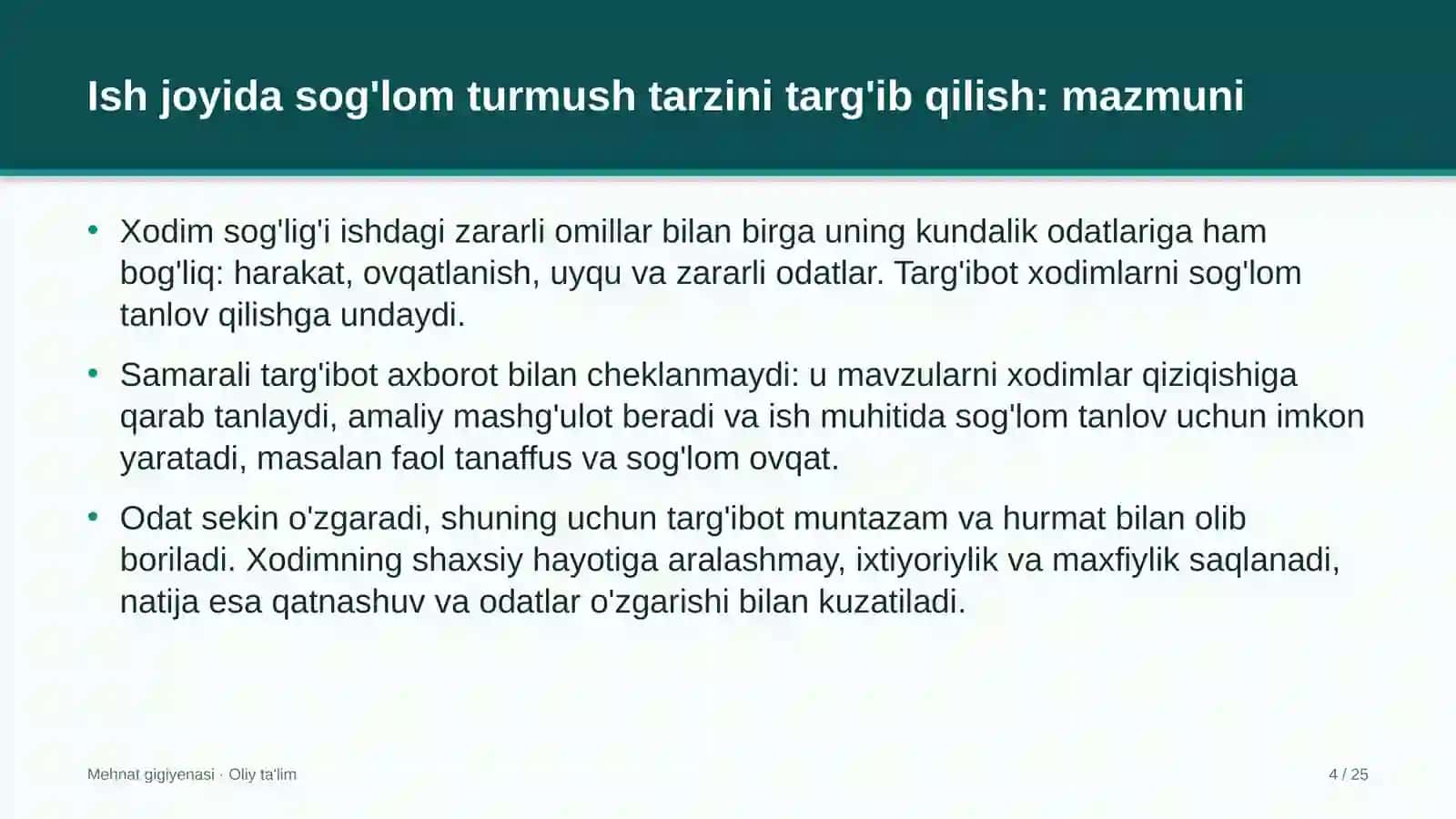qurilish tashkilotlarida ish joyida sog'lom turmush tarzini targ'ib qilish 3870 4