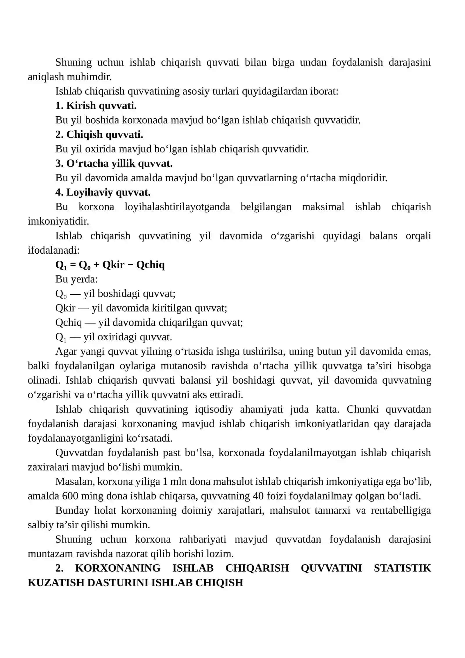 Ishlab Chiqarish Quvvati va Undan Foydalanish Statistik Kuzatish Dasturi 4