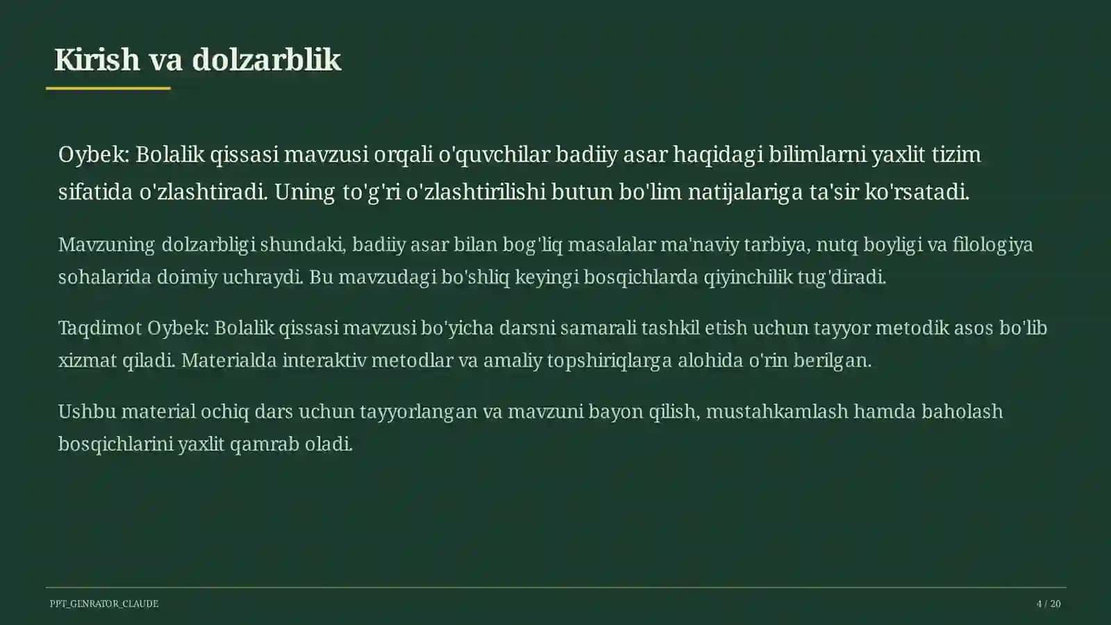 Oybek: Bolalik qissasi (6-sinf) 4