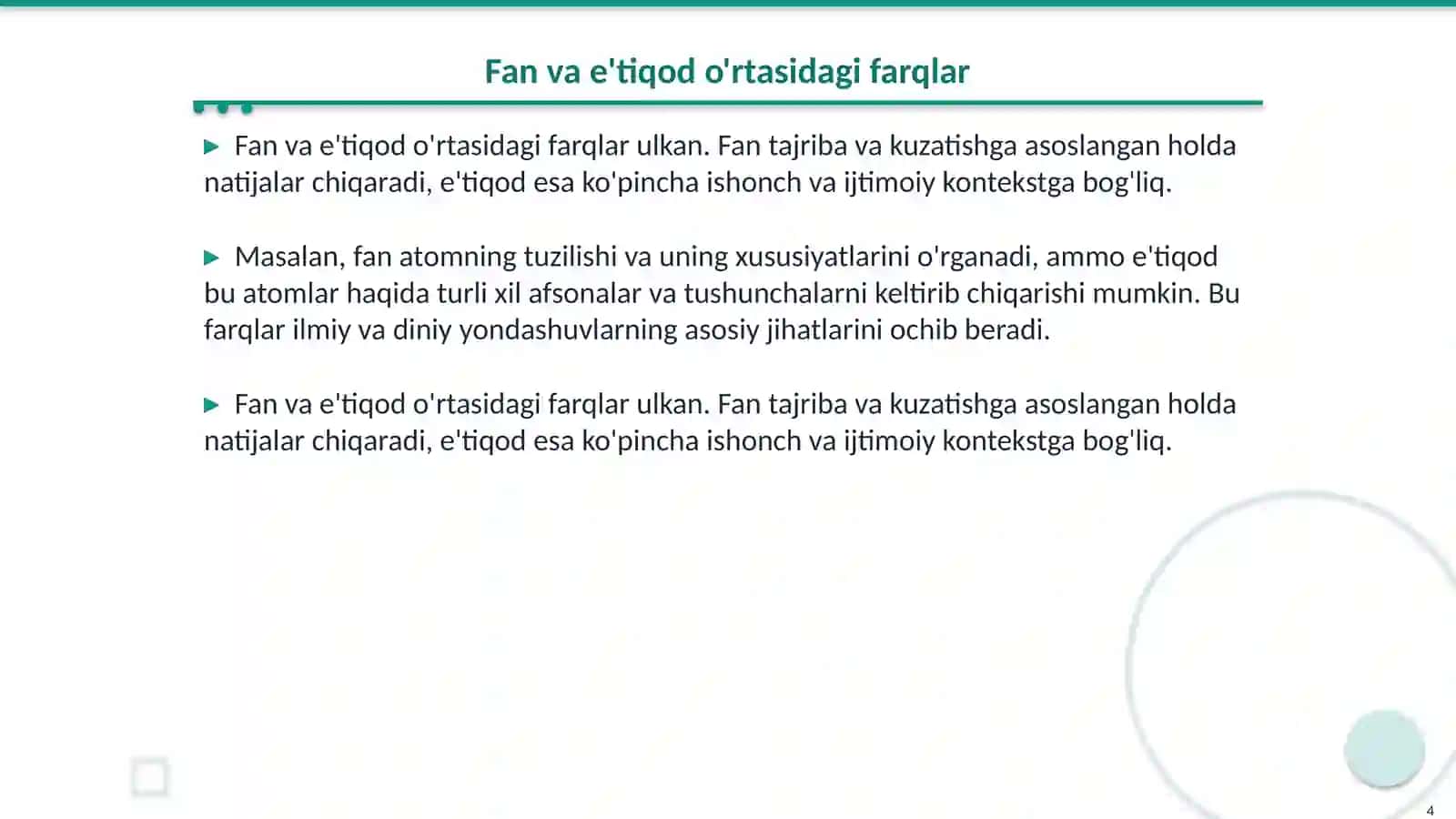 Ilm va yondashuv (e'tiqod va fan)komparativistikasi 4