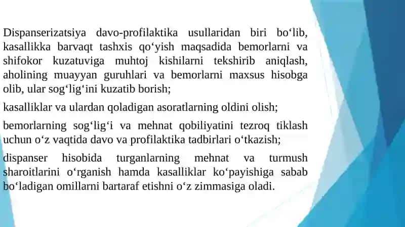 Dispanserizatsiya va skrining tashkilotish 4