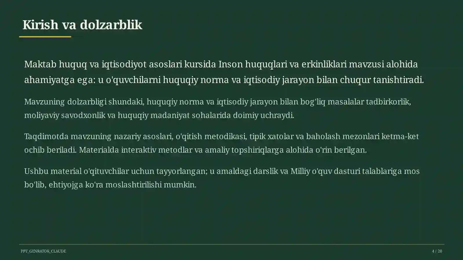 Inson huquqlari va erkinliklari (9-sinf) 4