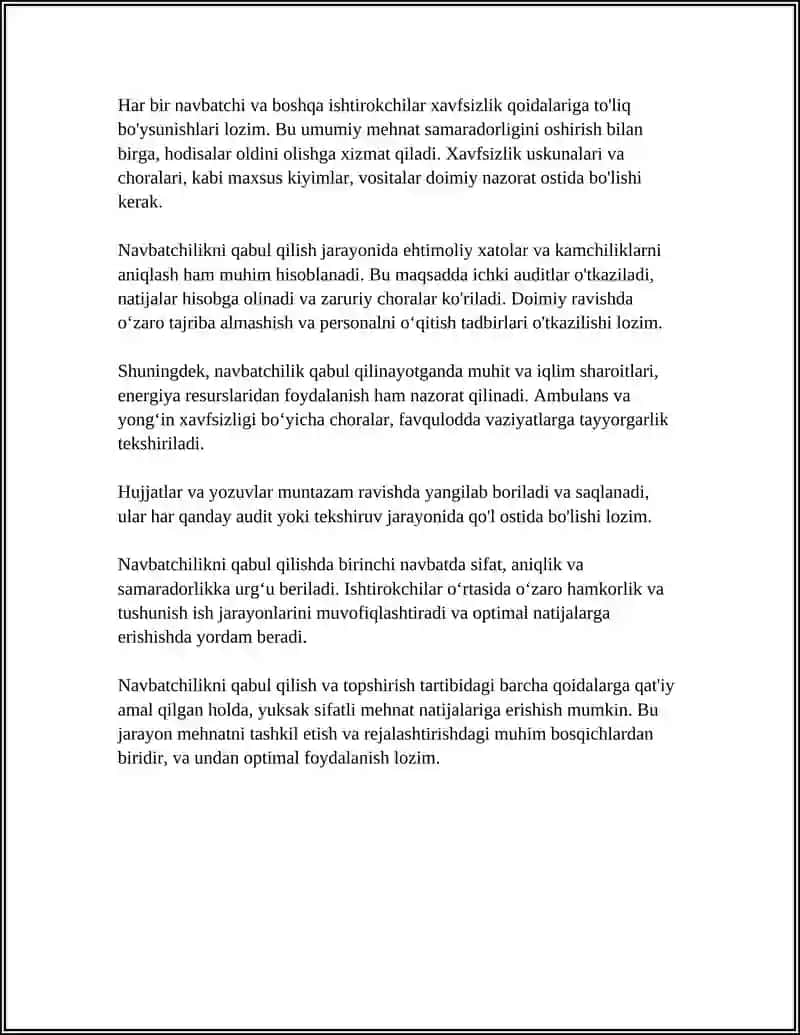 Navbatchilikni Qabul Qilish va Topshirish 4