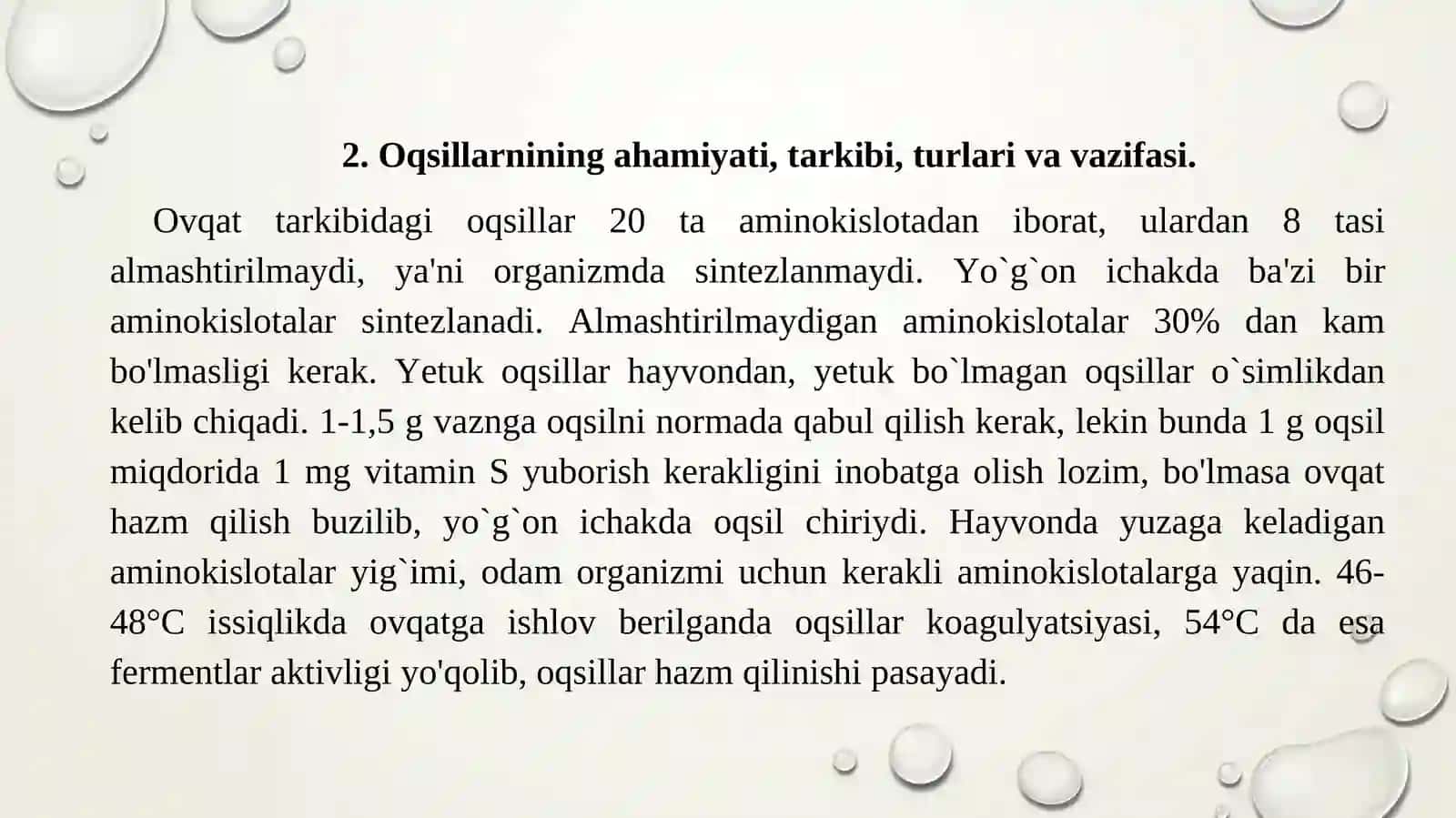 OZIQ MODDALAR (OQSIL, YOGʻ, UGLEVOD VA MINERAL TUZLAR) 4