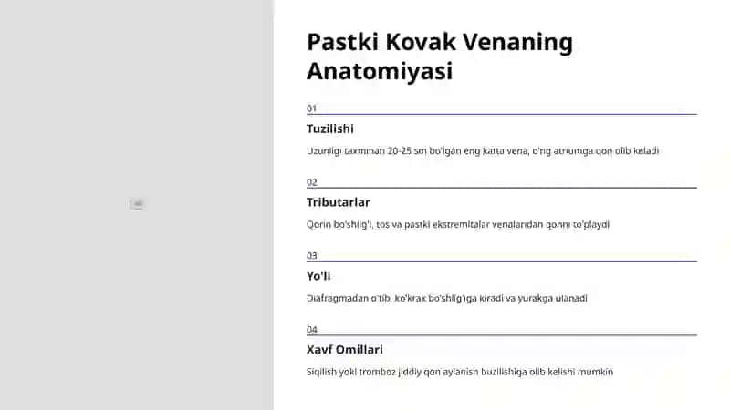 Yuqori va Pastki Kovak Venalar: Anatomiyasi va Klinik Ahamiyati 4
