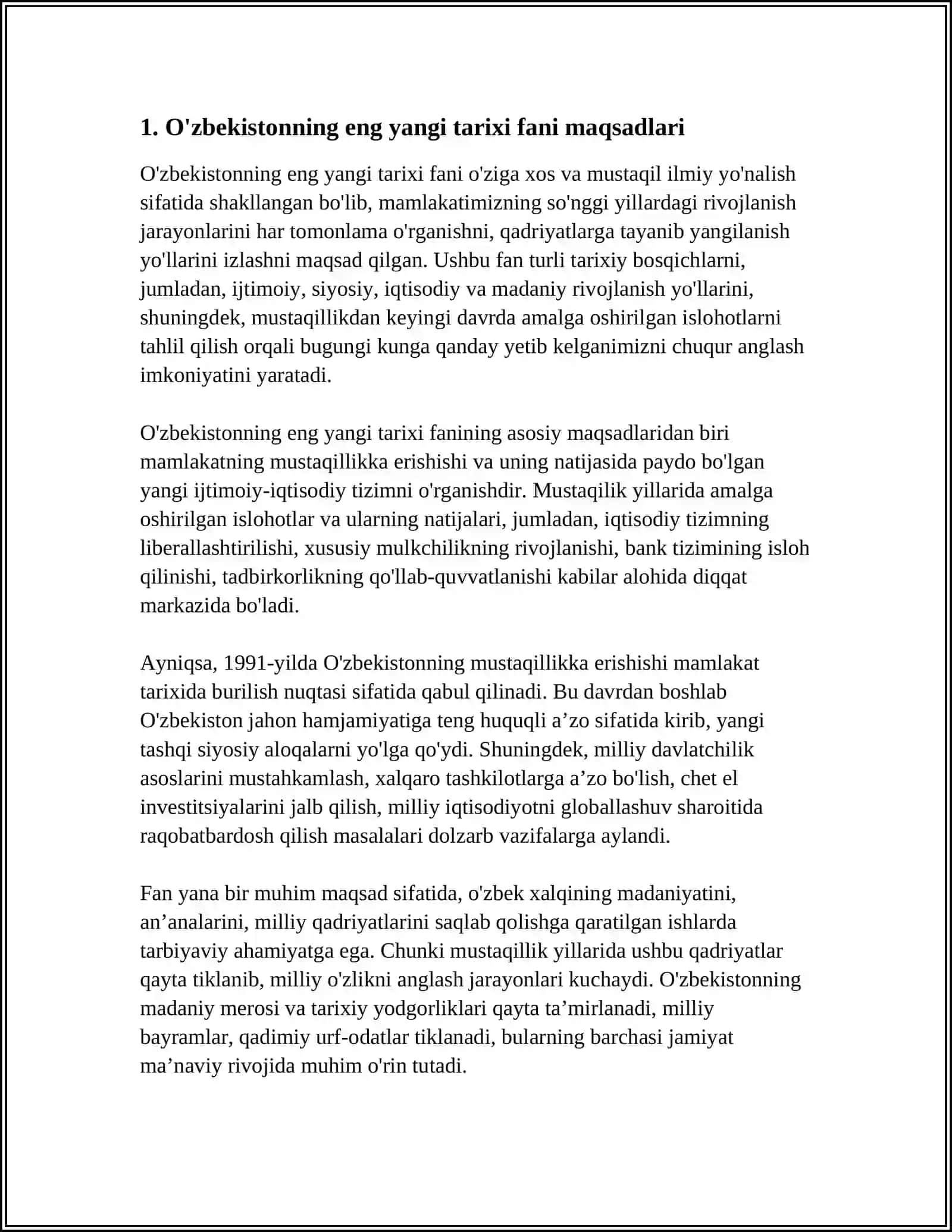 O'zbekistonning eng yangi tarixi fani maqsadlari 4