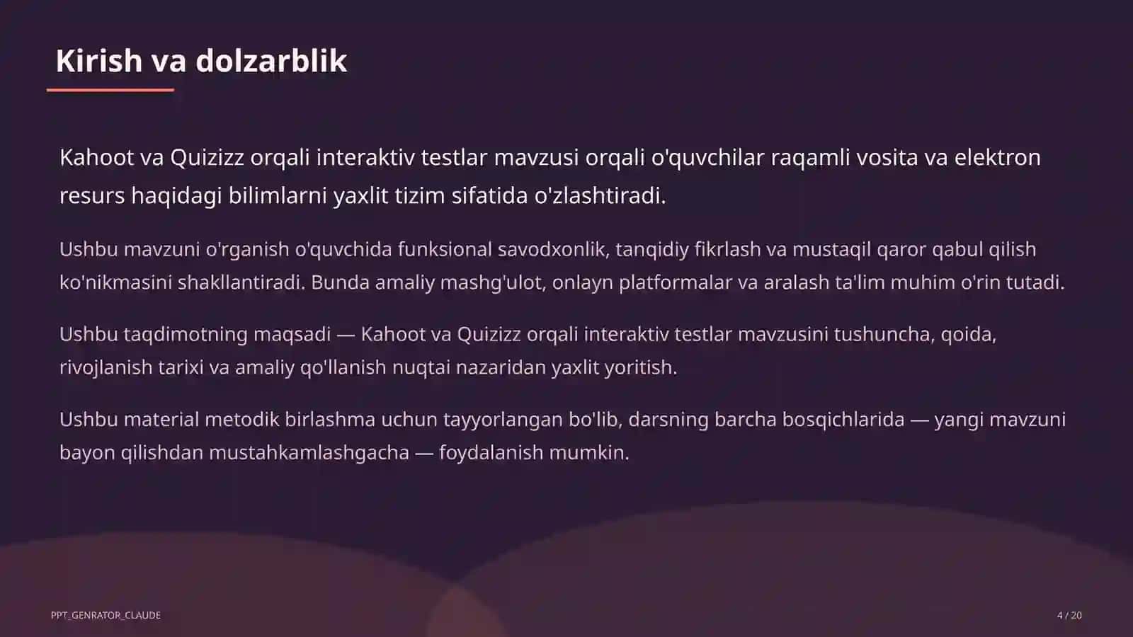 O'qituvchilar uchun: raqamli ta'lim texnologiyalari — metodik birlashma 4