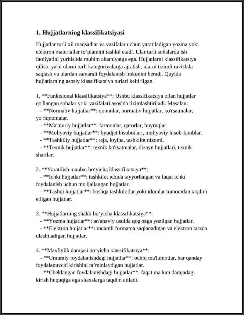 MAʼMURIYAT BOSHQARUVIDA ISH YURITISHNI TASHKIL ETISHDA QOʻLLANILUVCHI HUJJATLAR 4