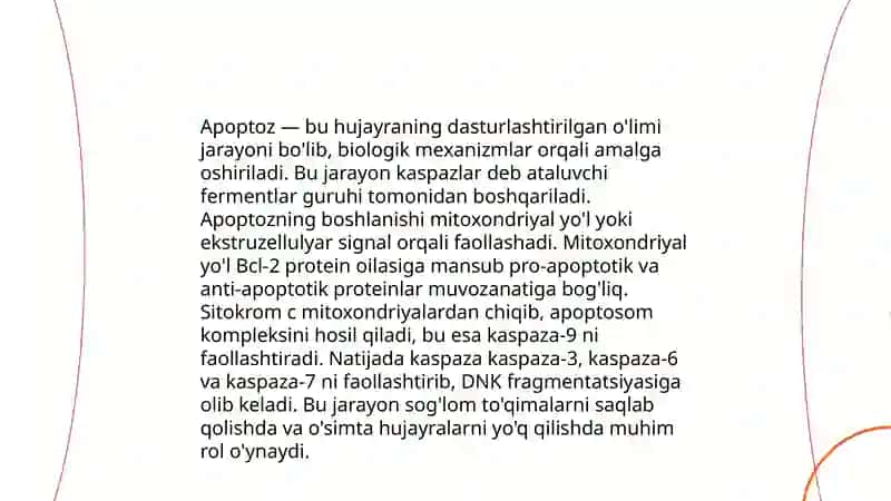 Rejalashtirilgan hijayra o'limi. Apoptoz 4