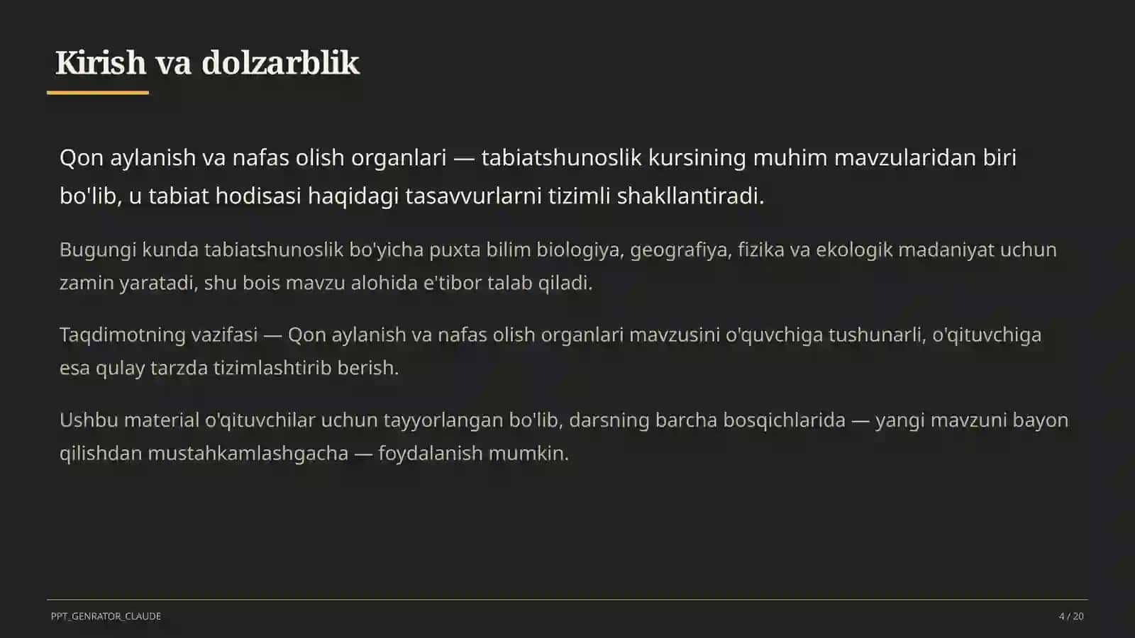 Qon aylanish va nafas olish organlari (4-sinf) 4