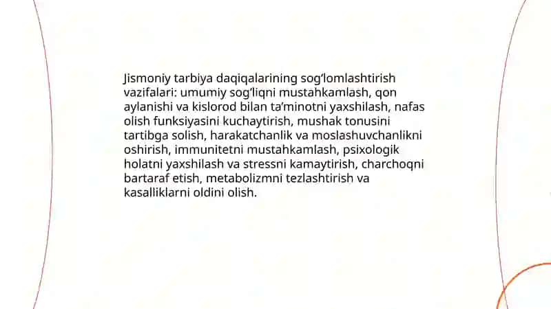 Ertalabki gimnastika va jismoniy tarbiya daqiqalarining maqsad hamda vazifalari 4