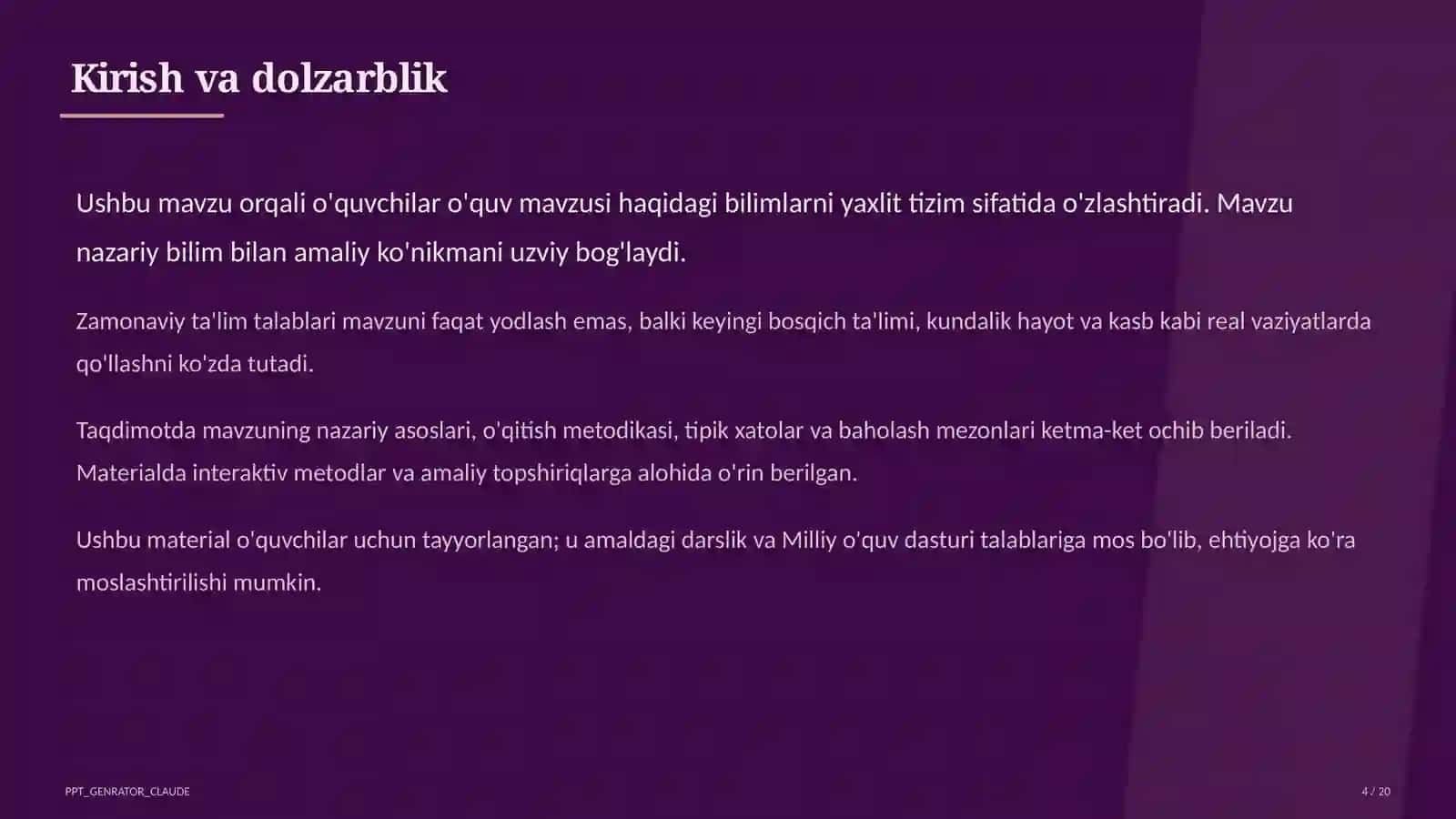 Dolzarb mavzular — maktab va o'qituvchilar (2026) 4