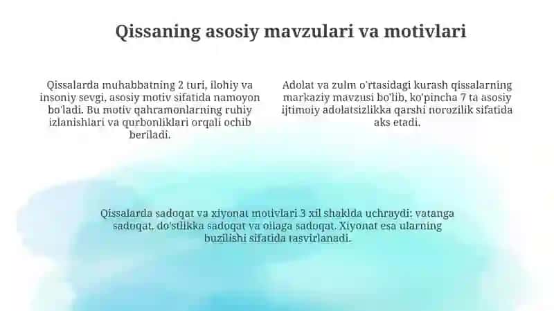 Qissa janiridagi asarlar tahlili 4