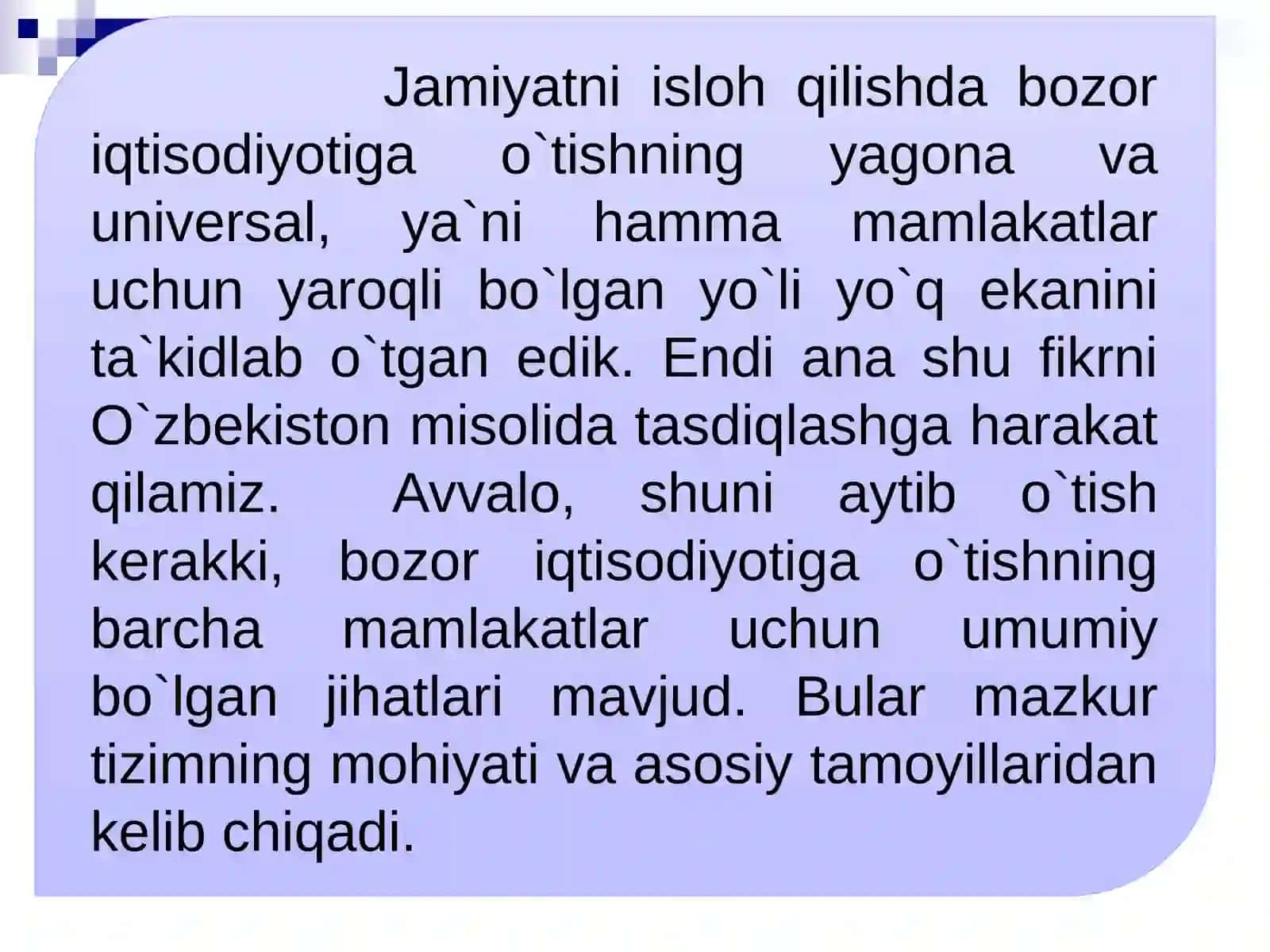 Bozor Iqtisodiyotiga O'tishning Besh Tamoyili 4