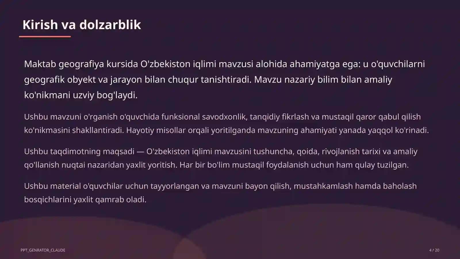 O'zbekiston iqlimi (8-sinf) 4