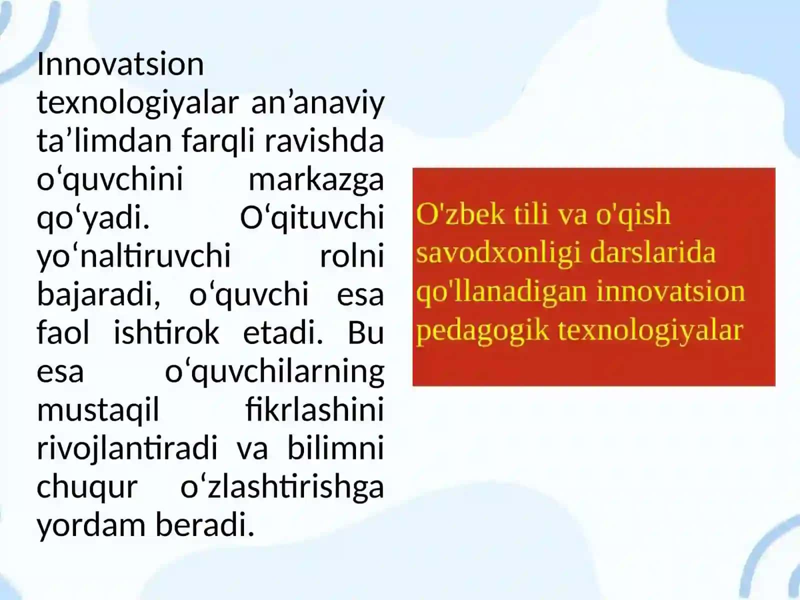 ONA TILI DARSLARIDA QO‘LLANILADIGAN INNOVATSION PEDAGOGIK TEXNOLOGIYALAR 4