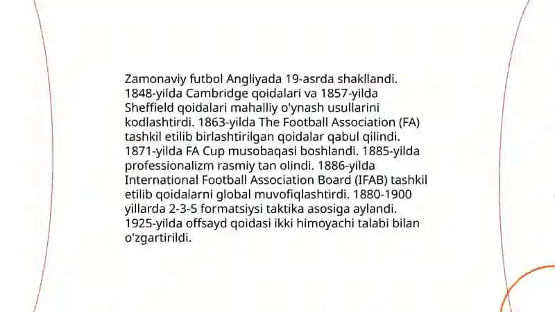 Futbol oʻyinining kelib chiqishi tarixi va oʻyin texnikasi 4