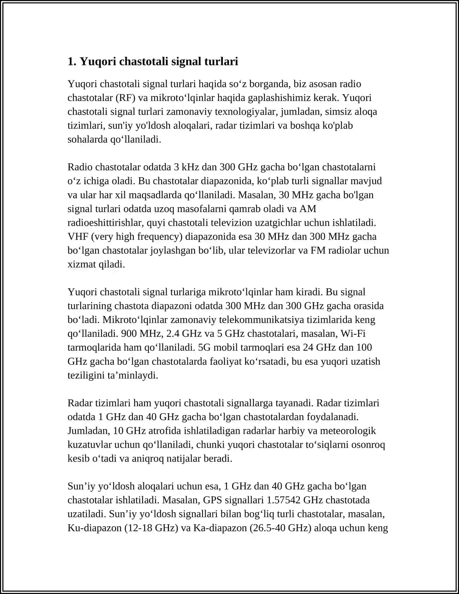 YUQORI CHASTOTALI SIGNALLARNI UZATISH USULLARI 4