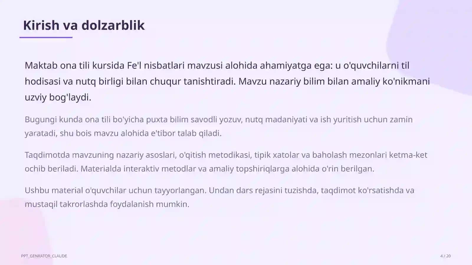 Fe'l nisbatlari (7-sinf) 4