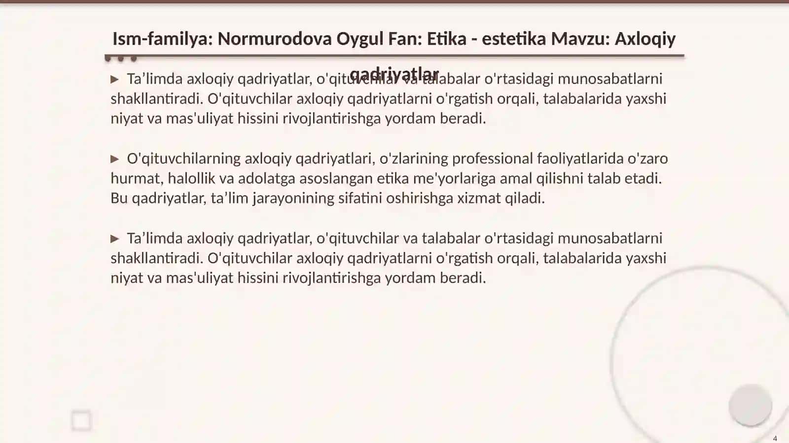 Taʼlim etikasi 4