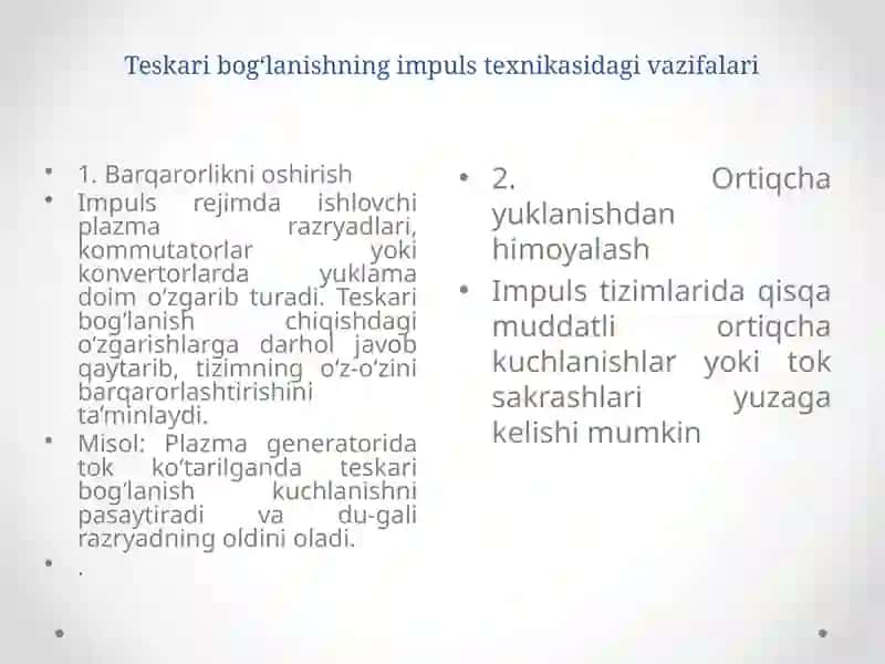 Impuls texnikasida teskari bog'lanishning ahamiyati 4