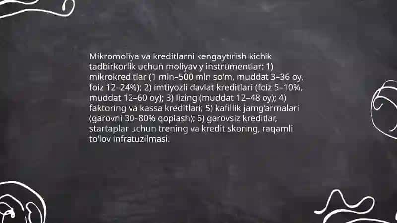 Yangi Oʻzbekiston taraqqiyot strategiyasida kichik biznes va xususiy tadbirkorlikni rivojlantirish vazifalari 4