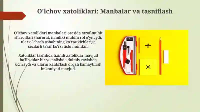 O'lchov asboblari va o'lchash xatoliklari 4