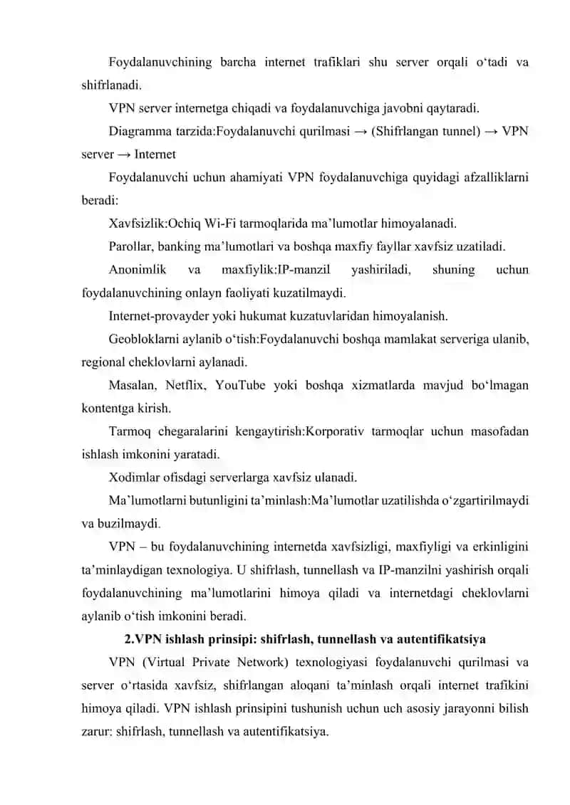 VPN TEXNOLOGIYASI ISHLASH PRINSIPI VA FOYDALANUVDAGI AHAMIYATI 4
