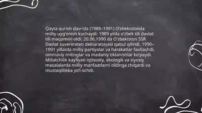 Qayta qurish yillarida O'zbekistondagi ijtimoiy-siyosiy vaziyat 4