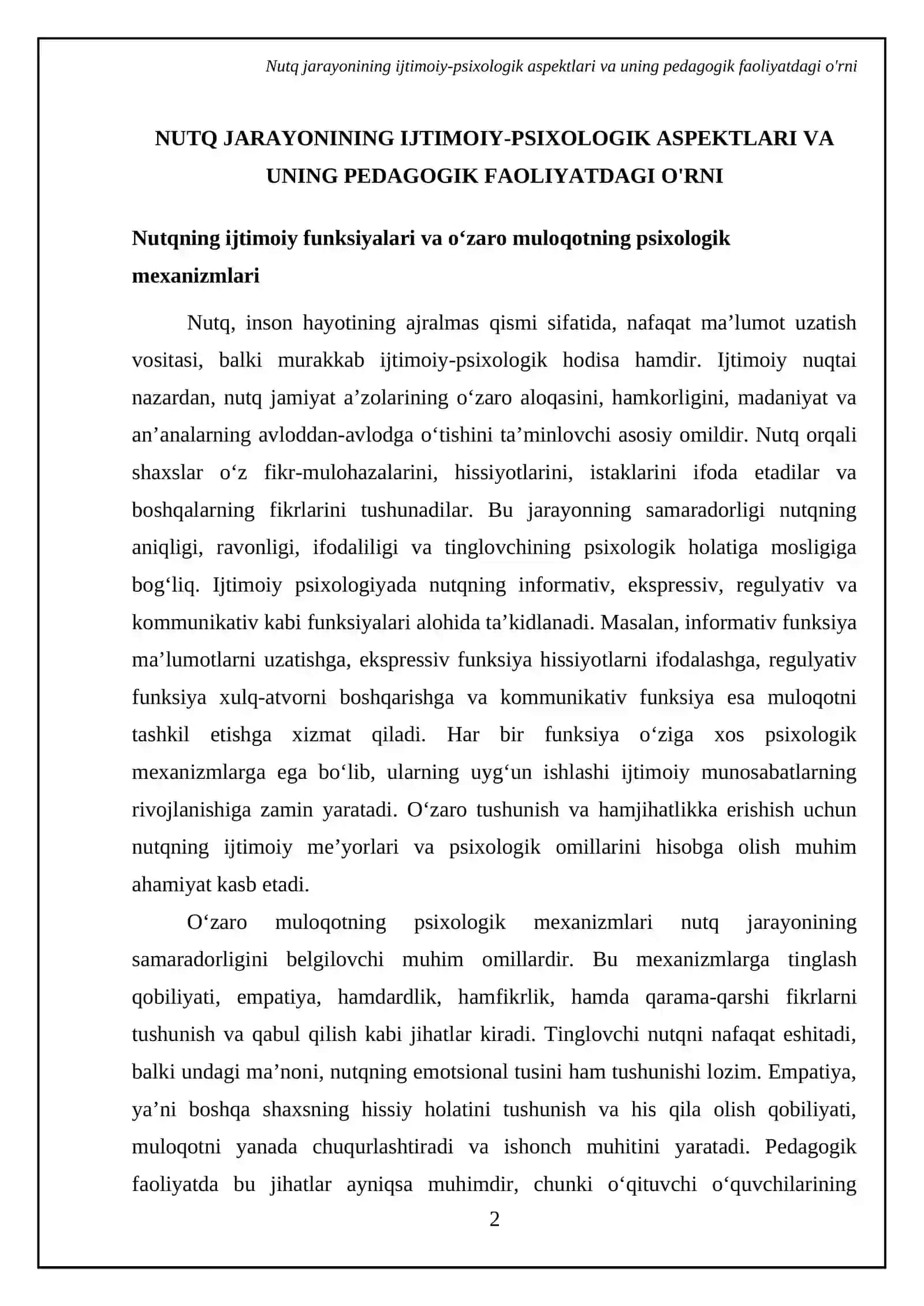 Nutqning funksional xoslanishi. Pedagogning nutqiy madaniyati 4