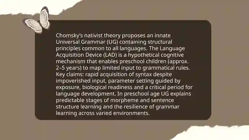 Theories of language acquisition in preschool age 4
