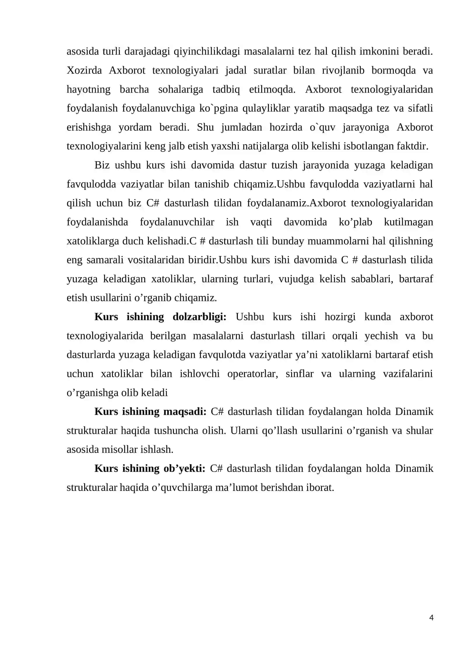 “Strukturalar. Dinamik strukturalar” 4