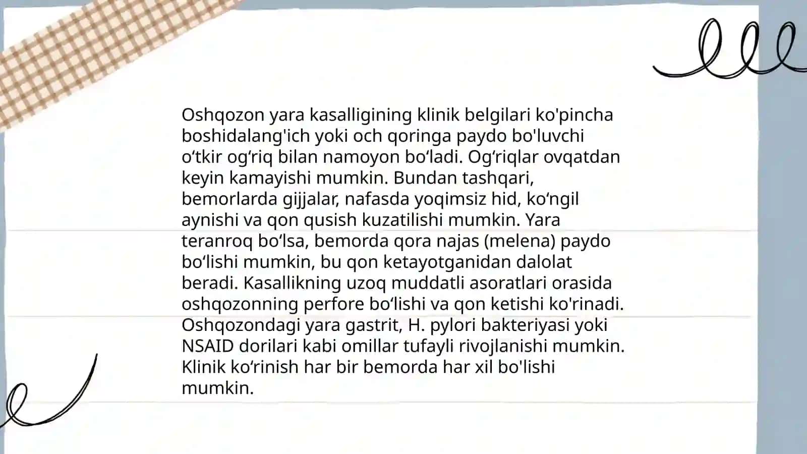 Oshqazon va oʻn ikki barmoqli ichak yara kasalliklari asoratlari va diagnostikasi 4