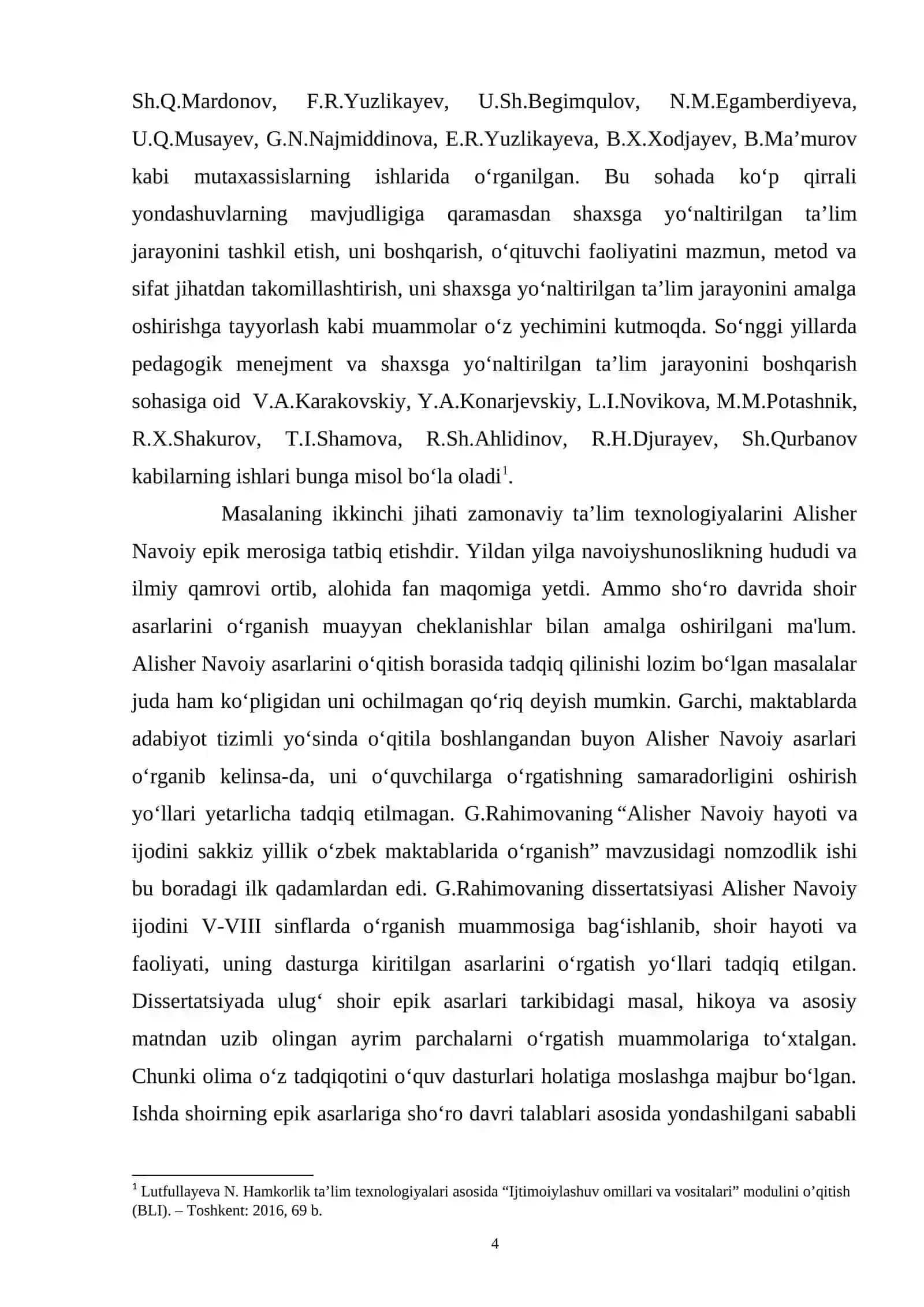 Navoiyning epik merosi” modulini o‘qitishda shaxsiy-insonparvarlik yondashuvi texnologiyasidan foydalanish 4