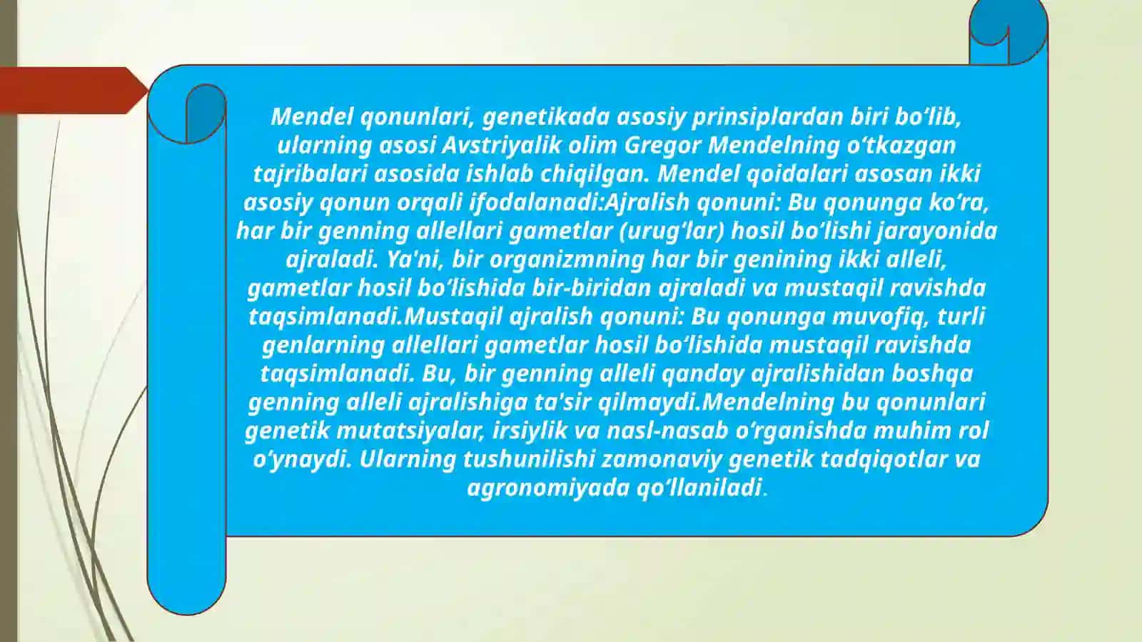 Mendelqonunlariqonunlari va irsiy haqidagi ma'lumotlar 4