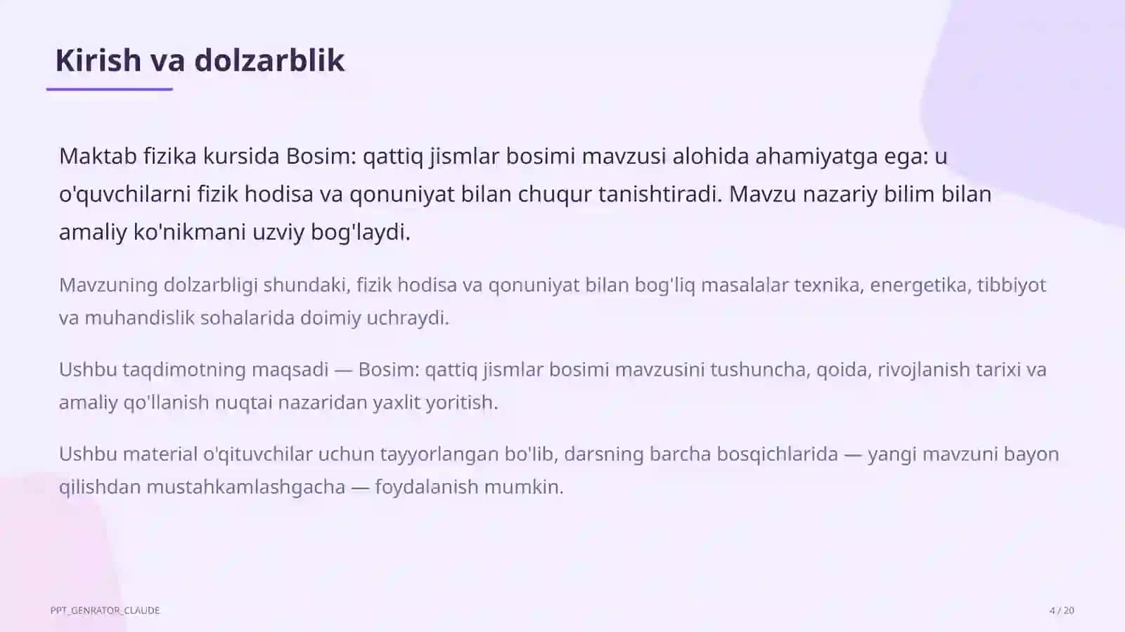 Fizika (6–11) — o'qituvchilar uchun 4